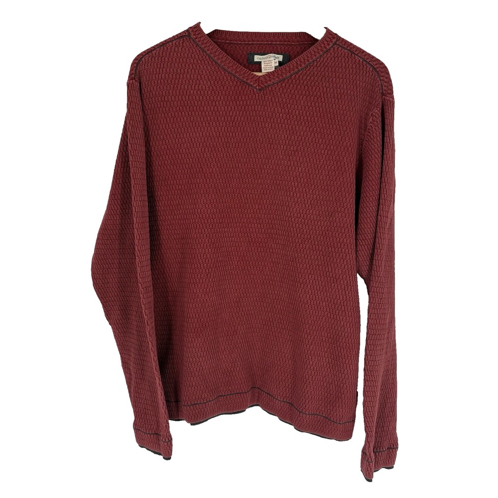 Carbon 2 Cobalt Mens Cotton Textured Knit Sweater Size M Vintage Red‎ Preppy
